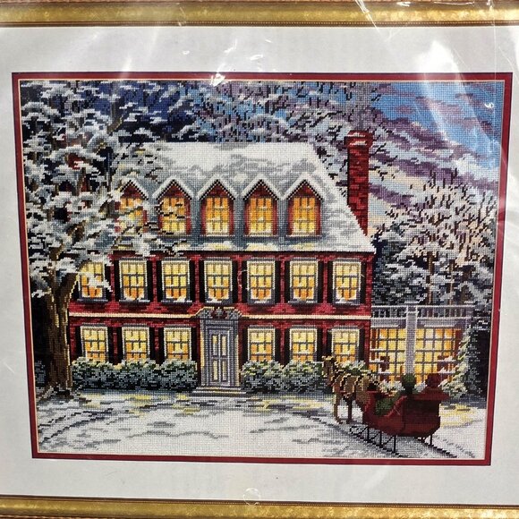 Vintage Janlynn Needlepoint Kit #06-20 Georgian Winter House Never Opened 1995 - Picture 3 of 8
